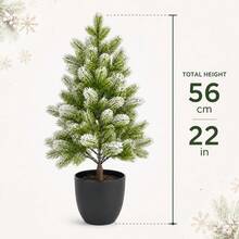 Realistic Mini Pine Christmas Tree, Touch-Feel Desktop Artificial Tree, Pre-Assembled Lifelike With Pot, Holiday Decor Tree, Suitable For Home Indoor Or Outdoor - Multicolor - View 2