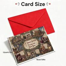 Cartes de vœux de Noël, design de village enneigé des fêtes, 6 cartes et 6 enveloppes, ensemble de 12 pièces, convient pour les amis et la famille, célébration de Noël, échange de cadeaux, transmission de joie et de vœux chaleureux - 6 cartes et 6 enveloppes - Voir 3