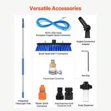 Water Fed Pole Kit, 9m Solar Panel Cleaning Pole With Extendable Handle, 180° Rotatable Brush Head & 20m Hose, Household & Outdoor Window Cleaner Tool For Caravan Solar Panel Deck - 9m - View 6