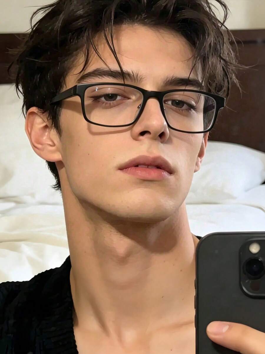 1 Pair Men's Square Small Frame Glasses, Retro Customized Style, Lightweight, Minimalist & Versatile, Suitable For Work And Office Wear