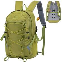 NEWHEY Ransel Hiking Multifungsi Unisex, 49*39*18cm, Tas Ransel Ringan Tahan Air, Panel Belakang EVA, Dengan Tali Dada dan Bantalan Tebal, Cocok untuk Berkemah, Perjalanan, Aktivitas Luar Ruangan, Hitam/Hijau/Kuning - MultiWarna - View 13