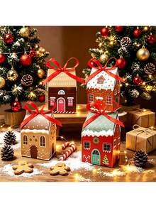 24pcs Christmas Gift Boxes House Shape Treat Box With Number Stickers Ribbon Present Packaging Boxes Holiday Party Supplies - Gift Box - View 3