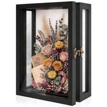 HH Deep Shadow Box 11x15 Wooden Display Case, 3 Sided Acrylic, Wall Mount HH12 - Black - View 8