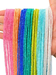 3mm Faceted Cat Eye Stone Mini Beads, 5 Colors, 36cm/14.17in Length, Approx 115-120pcs Loose Beads For DIY Necklace Bracelet Ring And Other Women's Jewelry, Jewelry Making Spacer Beads - Multicolor - View 6