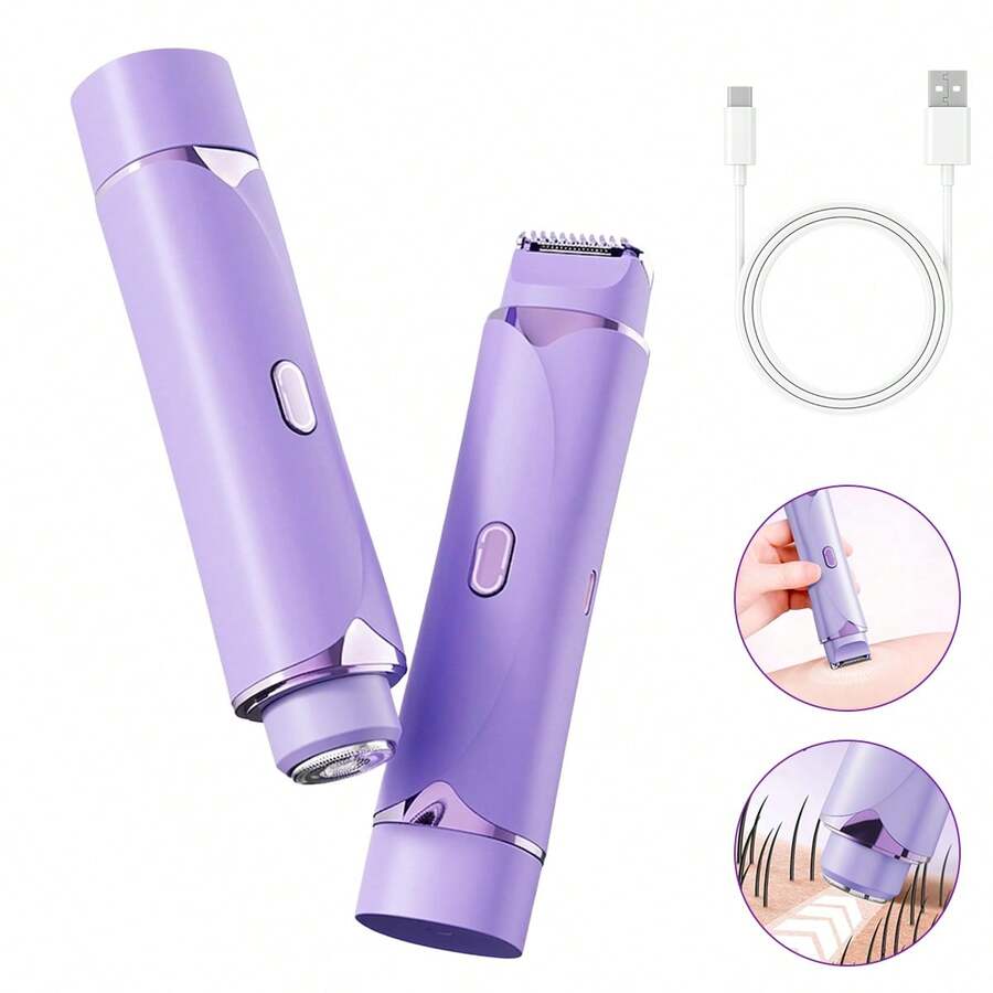 Hair Removal Device, Women's Dual-Head Shaver, Intimate Area Trimmer, Electric Razor, Unisex Epilator - Upgraded Version - View 1