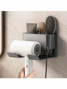 1pc Wall Mounted Hair Dryer & Phone Holder, Suction Cup Installation And Strong Adhesive, Easy Install Without Drilling. Suitable For Garden Layout, Soft Rubber Parts, Holiday Essentials, Exquisite Room Decor. - Multicolor - View 3
