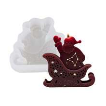 1PC Santa Claus Sleigh Aromatherapy Candle Silicone Mold, Christmas Santa On Sleigh Shape DIY Handmade Candle Plaster Ornament Mold, Holiday Craft Easy Release Silicone Mold - Santa Claus - View 10