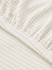 1pc Solid Color Corn Fleece Elastic Armless Sofa/Bed Cover, Suitable For Living Room, Bedroom, Home Use All Seasons - White - View 7