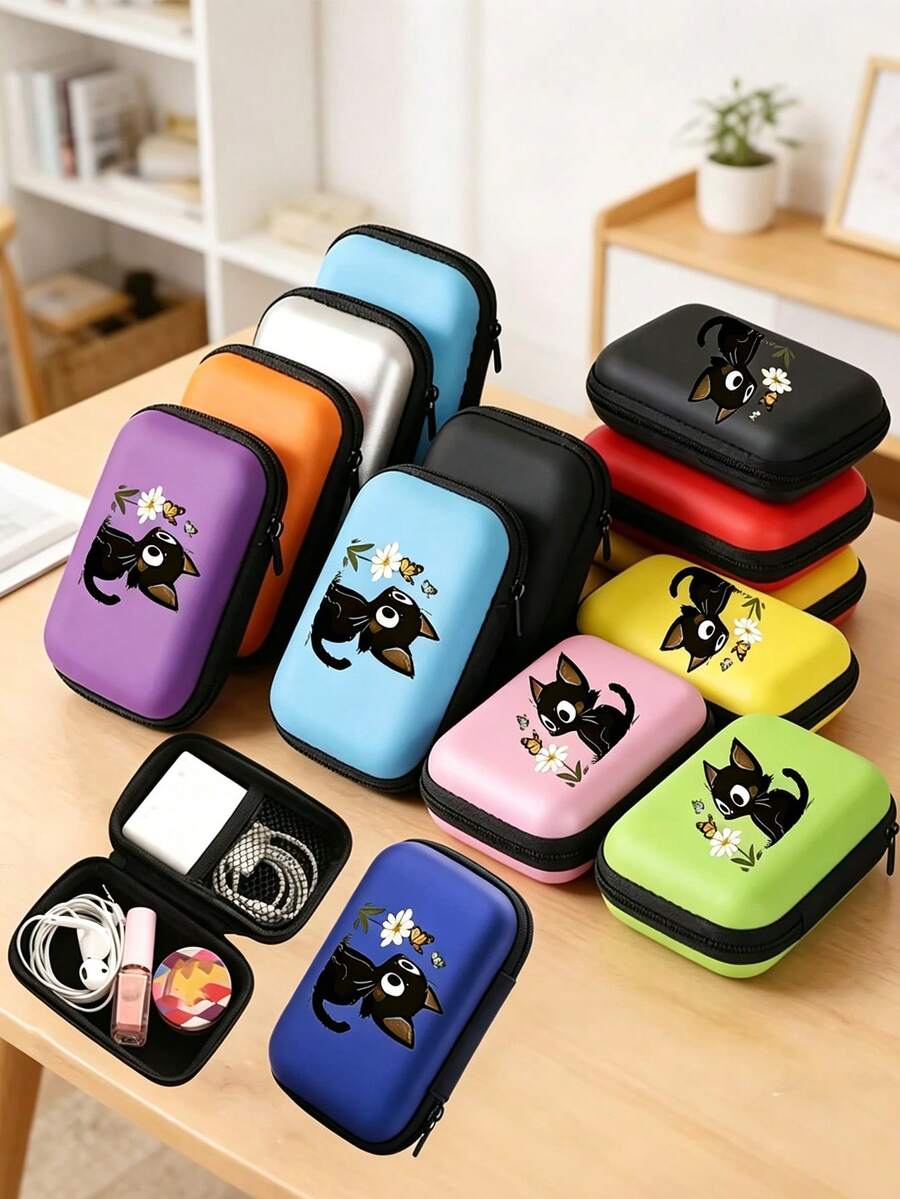 Cat Pattern Multi-Functional Zipper Pouch For USB Cable & U Disk - Protective Storage Organizer, Foldable Travel Bag,Portable Beauty Storage Bag,Multifunctional Storage Bag, Perfect For Halloween, Christmas And Other Holiday Gifts. - Multicolor - View 1