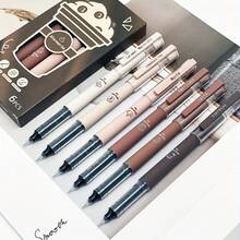 6pcs Coffee Theme Liquid Quick-Drying Ink Gel Pens, No Smear Soft Touch Pens For Note Taking Drawing School& Office Supplies - A - View 3
