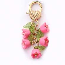 1pc Fashion Lily Of The Valley Keychain Wind Chime Flower Pendant Love Keyring Mobile Phone Bag Charm For Women Car Key Chains DIY - Multicolor - View 10