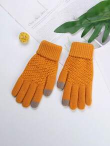 Winter Gloves - Unisex Cold Weather Gloves, 1 Pair Elastic Cuff Knit Touchscreen Gloves - A - View 9