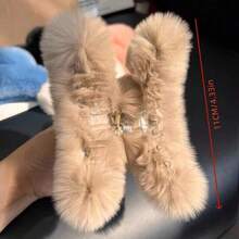 1pc Premium Plush Hair Claw Clip, Fuzzy Hair Claw For Women, Back Of Head Updo Hair Accessory, Autumn Winter - Multicolor - View 3