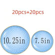 50/25/20/10pcs Blue Gold Rim Plates/Trays Set, 7.5 Inch/10.25 Inch Reusable Plates, Food Trays, Fruit And Snack Platters, Dessert And Salad Plates, Cheese And Candy Trays, Multi-Purpose Tableware For Parties, Weddings, Birthdays, Picnics, Holiday Events, Easy To Clean, Suitable For Home And Event Elegant Table Setting. Service Plate, Party Dinner Plate - View 12