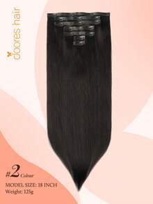 DOORES PU Clip In Human Hair Extensions, 7PCS 107-110g,100% Real Remy Human Hair, Seamless Invisible, Dark Brown, Comfortable Natural Blend For Daily Wear - S2 - View 3