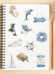 56pcs Coastal Aesthetic Stickers For Adults Teens Sticker Enthusiasts Scrapbooking Journaling Laptops Skateboards Add A Fun Touch To Your Devices! - A - View 4