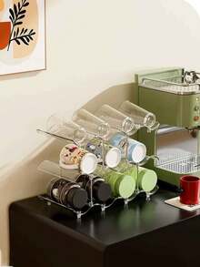 1pc Multi-Layer Stackable Cup Storage Rack, Space-Saving Storage/Display Rack, Suitable For Cups, Wine Glasses, Kitchen Coffee Bar, Desk, Office. - Multicolor - View 4