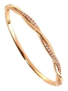 1pc French Minimalist Twisted Rope Cross Bracelet, Fashion Shiny Twisted Flower Pattern Bangle, Women's Jewelry, Suitable For Gift, Daily Wear And Party - Multicolor - View 12