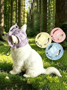 Customized Dog Hat With Ear Holes, Dog Summer Ear-Hole Sun Protection Hat,Adjustable Dog Sun Hat,Personalized Corduroy Pet Baseball Cap, Sun Hat Suitable For Small, Medium And Large Dogs, Puppy Gift - Multicolor - View 7