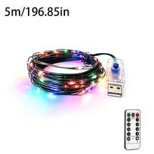 1PC Warm White USB Fairy Lights With Remote Timer Dimmable 8 Modes Green Copper Wire String Lights Christmas Tree Decor Lights For Christmas Tree Bedroom, Wedding, Holiday Indoor & Outdoor Decoration - Green Copper Wire String Lights - View 15