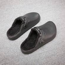 Men's Winter Thick Sole New Style Indoor Home Slippers, Closed Toe Slip-On Convenient Warm Slippers For Men, Suitable For Outdoor Wear - Black - View 7