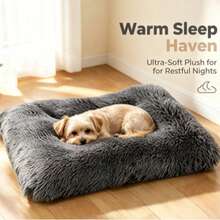 Long Fur Soft Cotton Plush Dog Bed, Warm For Winter, Removable And Washable, Cat Bed, Suitable For Small And Large Dogs, All-Season Pet Bed - Dark Grey - View 8