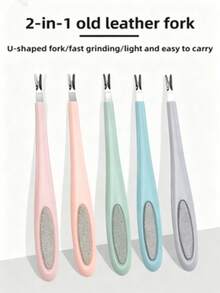 2pcs Professional Nail Cuticle Forks, Dual-Direction Deep V-Shaped Nail File For Repairing Nails, Unscented Comfortable Gourd Handle Design, Random Colors, Suitable For Home Spa, Nail Art, Removing Old Skin, Nail Companion Tool Share - Multicolor - View 4