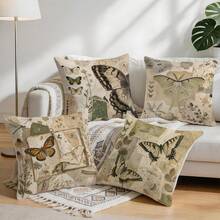 4pcs/1pc Vintage Insect Collage Design Pillow Case, Single-Sided Print Pillow Case, Suitable For Living Room Bedroom Home Decor, All Season Pillow Case - Multicolor - View 9