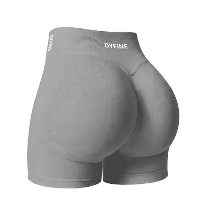 DYFINE Women's Seamless Elastic Butt Lifting Shaping Yoga Fitness Gym Running Sports Shorts
