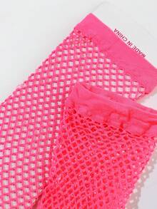 Medium Length Fishnet Gloves For Wedding, Daily Wear And Decoration - Magenta 2 - View 3