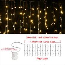1pc 45/80/96/150LED Icicle String Lights, 8 Lighting Modes, AA Battery Powered, Wedding Garland Fairy Lights, Home Room Decor, Halloween Christmas Decoration - 8-mode AA Icicle Lights - View 21