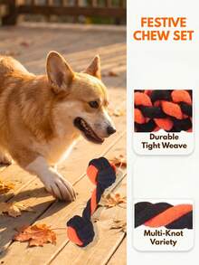 3/4/7 Piece Halloween, Halloween Toys, Dog Rope Chew Toy Set, Rope Chew Toys, Puppy Interactive, Puppy Teething, Cleaning, Puppy Training Teeth, Machine Washable, Ultra Durable, Great For Agility Training, Pulling - Multicolor - View 3