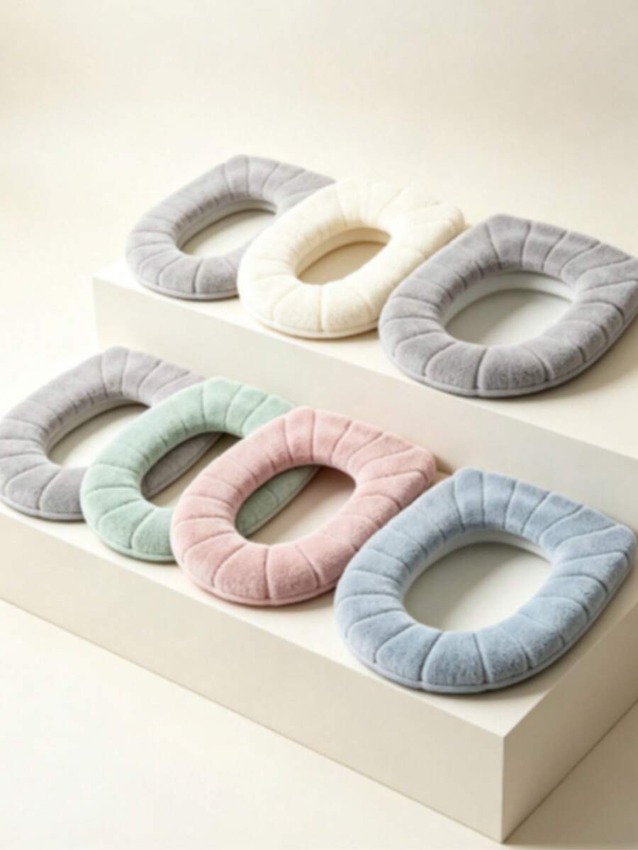 10pcs Universal Thick Plush Toilet Seat Covers, Soft And Comfortable, Washable, Pumpkin Pattern Toilet Seat Cushions, Available In Simple And Handle Style - Multicolor - View 1