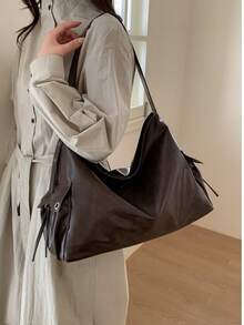 Women's New Autumn/Winter Large Capacity Shoulder Tote Commuter Bag - Coffee Brown - View 3