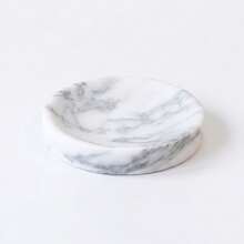 Natural Marble Round Tray, Multi-Functional Jewelry Bracelet Display Dish, Bathroom Soap Key Storage Tray, Stone Candle Holder Base, Modern High-End Stone Desktop Ornament, Office Living Room Entryway Decorative Tray - White - View 8