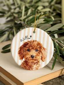 Custom Photo & Name Pet Ornament, Personalized Watercolor Pet Portrait Keepsake Ornament, Dog Cat Remembrance Gift - Multicolor - View 3