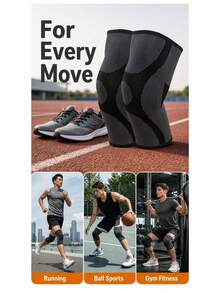 1pc/2pcs Knitted Knee Sleeve, Knitted Fabric Sports Support Guard, Silicone-Free Non-Slip Knee Pad, Suitable For Running, Basketball, Cycling, Outdoor Sports Joint Protection, Comfortable Wear - Multicolor - View 8