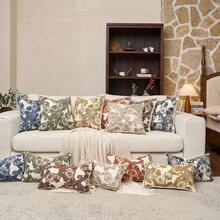 1 pièce Nouvelle taie d'oreiller de luxe marron café vintage à motif floral sans insert d'oreiller, housse de coussin en chenille style ferme + franges, housse de coussin style campagnard français, taie d'oreiller style pastoral neutre, décoration d'intérieur convenant pour la maison, le canapé, le lit, la chambre, le salon, le café, la salle d'exposition, la décoration, les occasions quotidiennes et les fêtes, convenant pour toutes les saisons - Marron - Voir 8