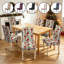 1/2/4/6pcs Christmas Print Chair Covers, Cartoon Holiday Atmosphere Decorative Dust-Proof Elastic Full-Coverage Chair Covers - Multicolor - View 2