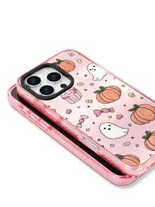 XUSTIO Halloween Ghost Pumpkin Lantern Candy Moon Star Couple Best Friend Phone Case, Dual Color TPU Shockproof Protective Cover, High Aesthetic Holiday Gift, Compatible With Apple 11-18 Pro ProMax Plus - Pink - View 6