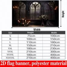 2D Flat Banner Gothic Arch Window Candlelight Background, 1pc Polyester Banner With Vine Decoration, Suitable For Photography Studio Portrait, General Use, No Electricity Required, Ideal For Spring/Summer Events - Multicolor - View 6