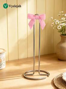 Vyslejah Pink Paper Towel Holder Countertop – Decorative Iron Stand With 3D Ribbon Detail For Kitchen, Bathroom & Bedroom, Sturdy Rustproof Rack, Aesthetic Gift For Women & Girls - Multi-color - View 11