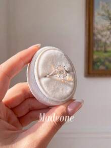 MADEONE 1件幾何鏤空四爪橢圓形戒指，適合現代新娘，藝術設計，時尚前衛風格 - 鏤空四爪橢圓 - 查看 3