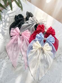1/3/6pcs/Set Rhinestone Mesh Bow Hair Clips Set, Sweet Hair Accessories - Suitable For Girls And Women, Applicable For Daily Wear And Vacation - Multicolor - View 3