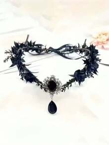 1pc Gothic Vintage Headpiece, Suitable For Holiday Dress-Up And Celebration Events, Ideal Gift Accessory, Decoration And Performance Costume, Also Perfect For Halloween - Black - View 10