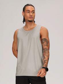 MASKERT Men's Sleeveless Sports Tank Top, Fitness Strength Training, Outdoor Hiking Climbing Vest, Tennis Badminton Racket Sports Shirt - Light Grey - View 6