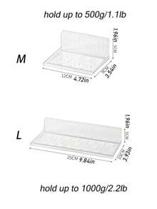 1/2pcs No Drill Wall Mounted Storage Shelf, Clear Acrylic Bathroom Organizer Rack, Adhesive Punch‑Free Wall Shelf For Bathroom Kitchen Desk - Clear - View 10