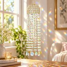 Colorful Beaded Suncatcher, Rainbow Maker Hanging Window Ornament With Moon Sun Charms For Home Decor - Small Lamp Shade Pendant - View 5