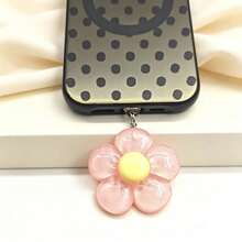1pc Glow-In-The-Dark Flower Pendant Phone Dust Plug - Multicolor - View 6