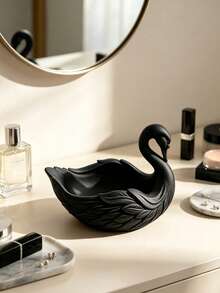 Swan Shaped Jewelry Tray, Matte White Resin Decorative Trinket Dish, Elegant Desktop Organizer, Suitable For Rings, Earrings, Necklaces - Multicolor - View 5